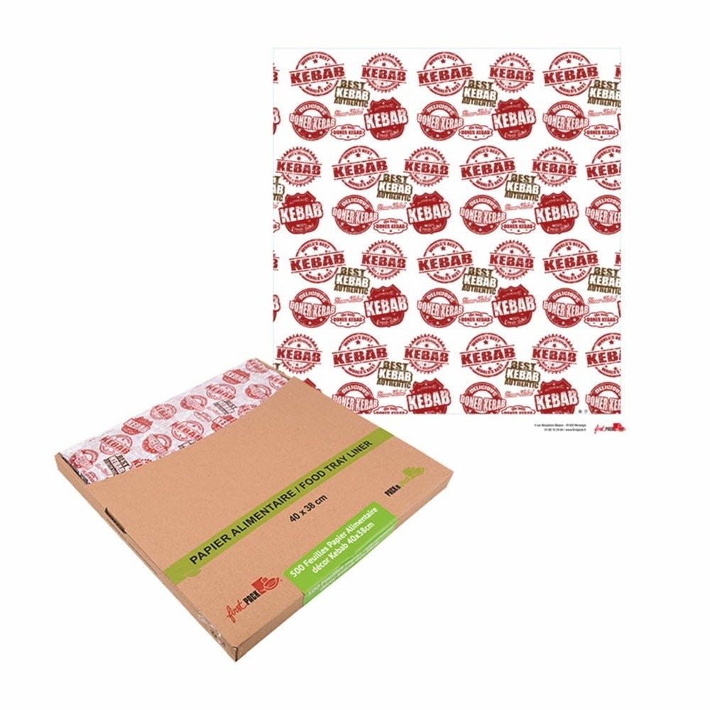 Papier blanc avec décor kebab en boîte distributrice 40 x 38 cm - Par 500