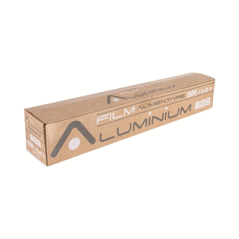 Aluminium pro en rouleau avec boite distributrice 200 x 0,45 m - par 6 pièces Aluminium pro en rouleau avec boite distributrice 200 x 0,45 m - par 6 pièces