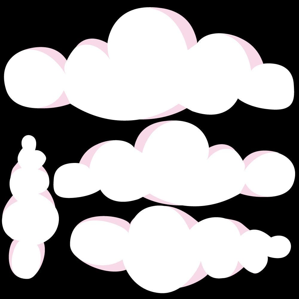 Stickers 4 nuages roses et blancs - 30 x 30 cm