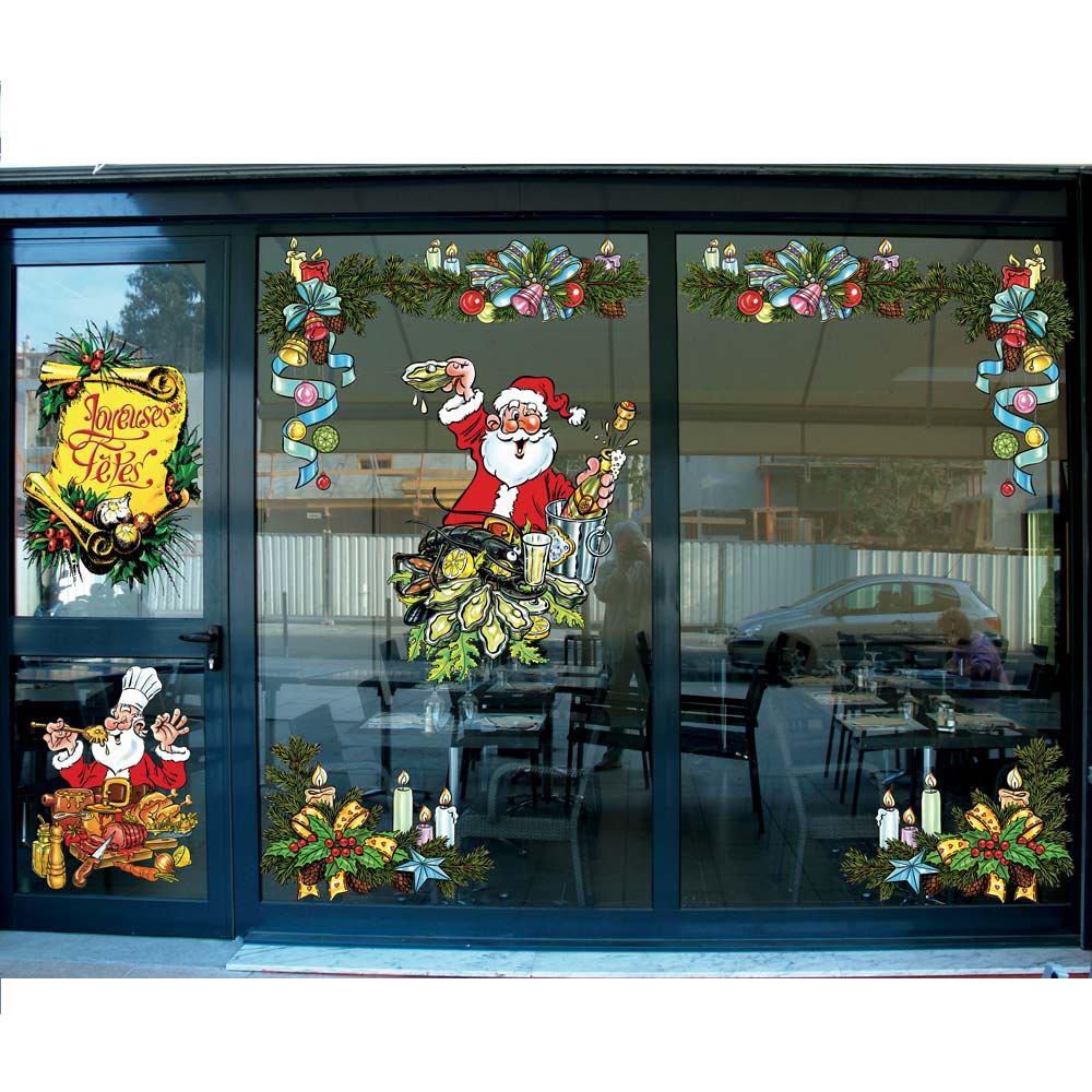 Vitrophanie père noël huitres 70 x 100 cm RETIF