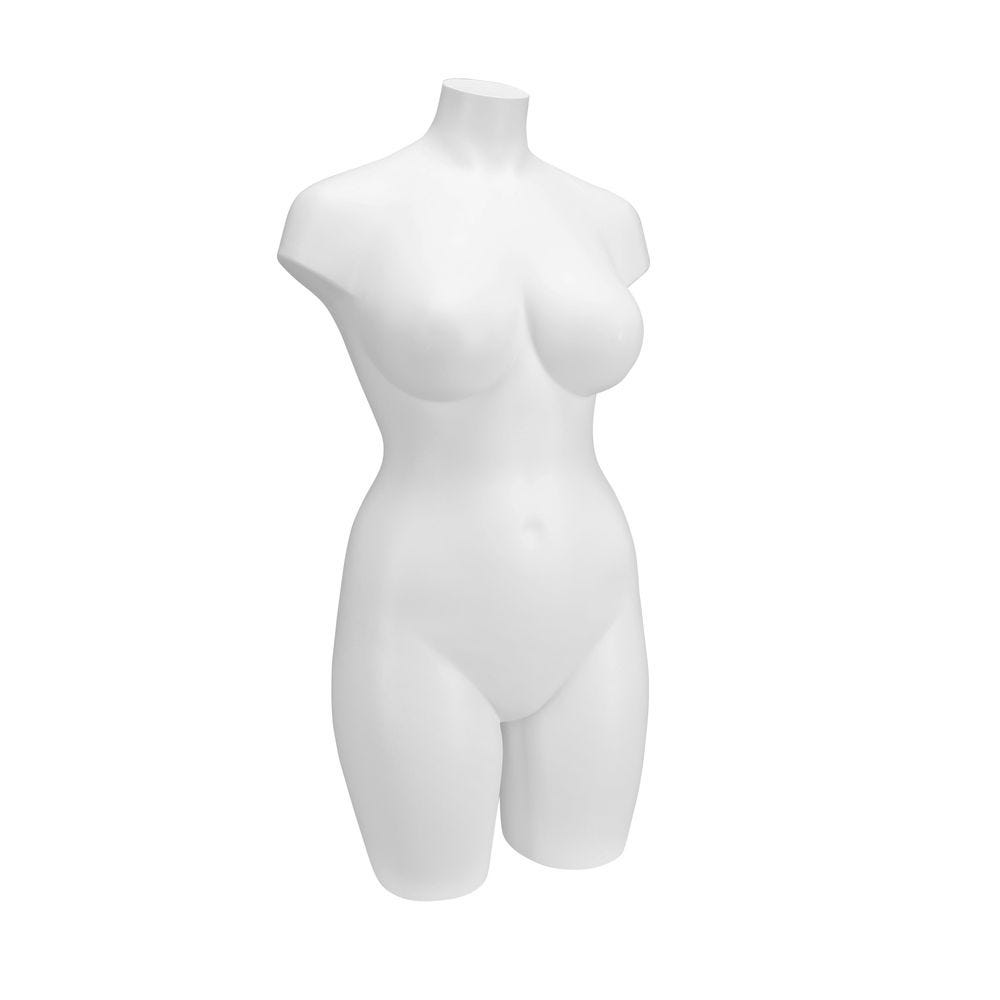 Torso XL femme ronde sans tête ni bras, blanc