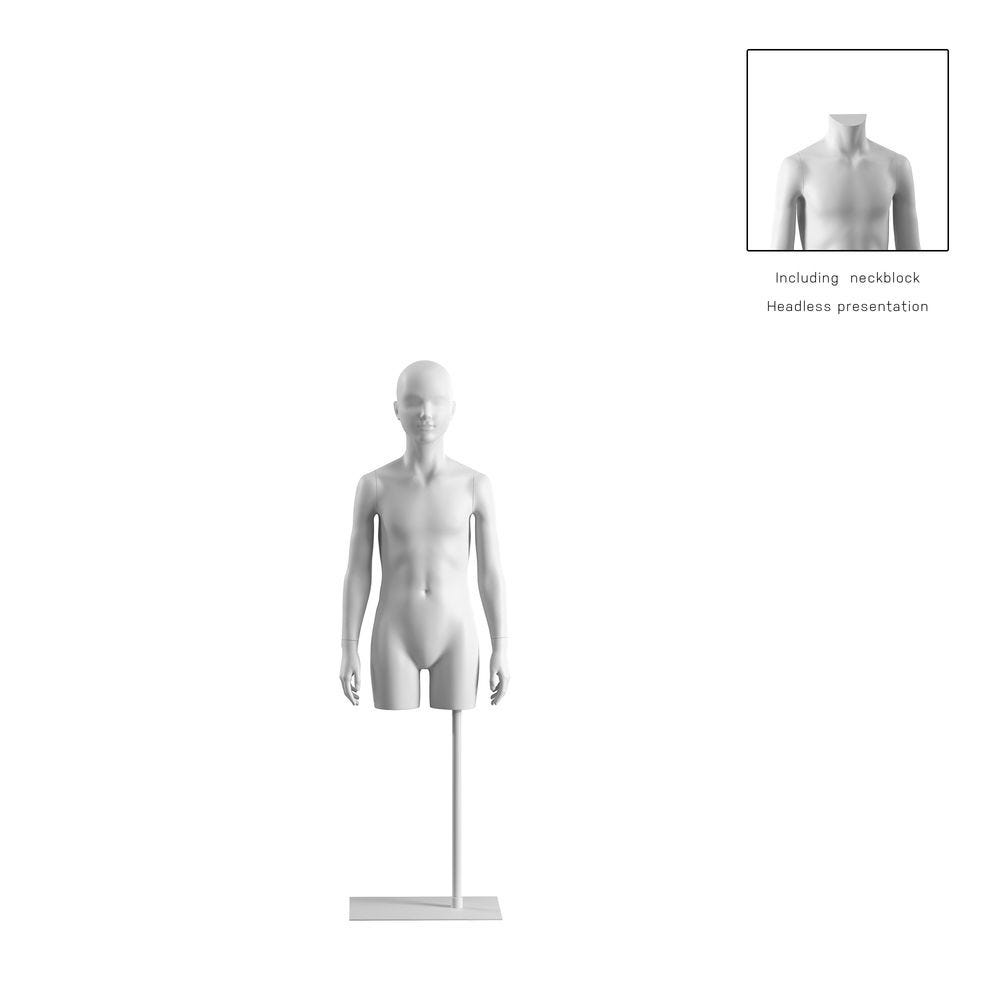 Buste enfant 8A bras bio FRP blanc socle inclus, pose 308 Buste enfant 8A bras bio FRP blanc socle inclus, pose 308