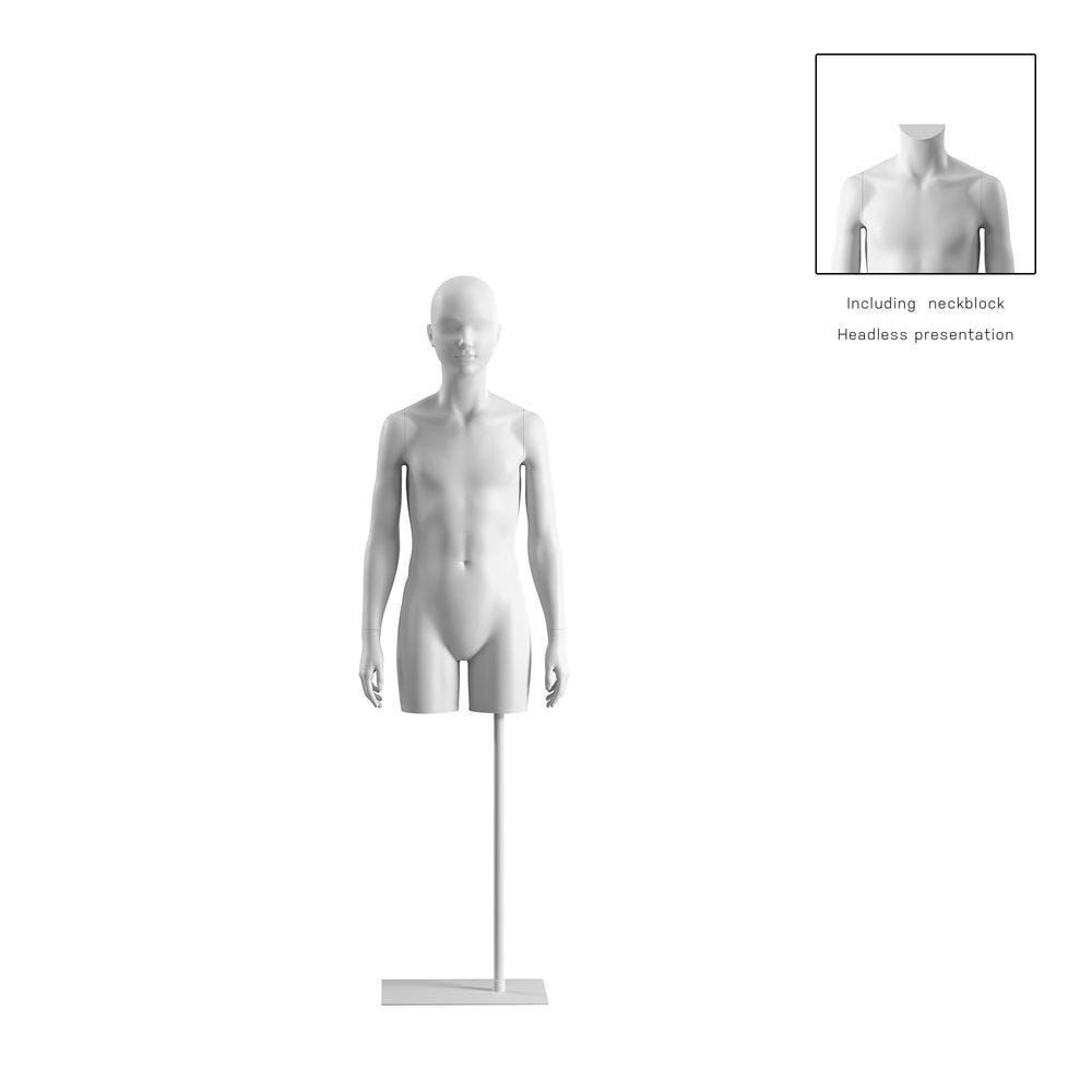 Buste enfant 12A bras bio FRP blanc socle inclus, pose 312 Buste enfant 12A bras bio FRP blanc socle inclus, pose 312