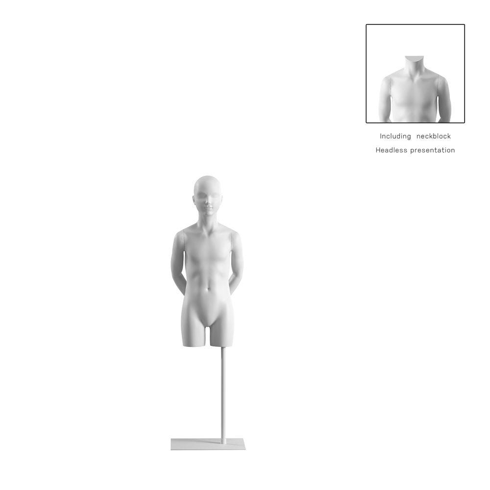 Buste enfant 8A bras bio FRP blanc socle inclus, pose 318 Buste enfant 8A bras bio FRP blanc socle inclus, pose 318