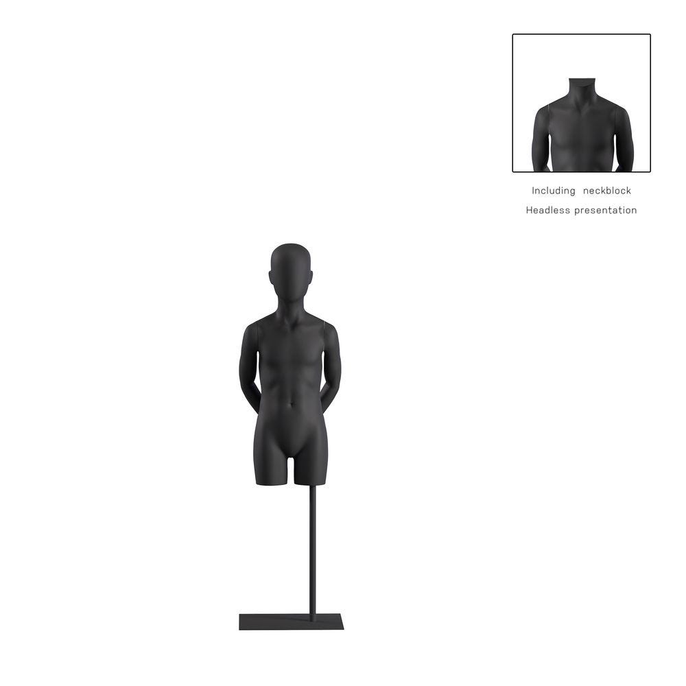 Buste enfant 8A bras bio FRP noir socle inclus, pose 318 Buste enfant 8A bras bio FRP noir socle inclus, pose 318