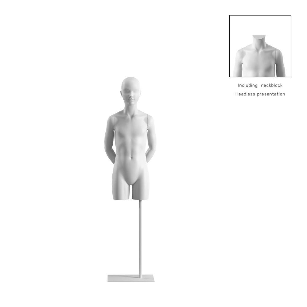 Buste enfant 12A bras bio FRP blanc socle inclus, pose 322 Buste enfant 12A bras bio FRP blanc socle inclus, pose 322