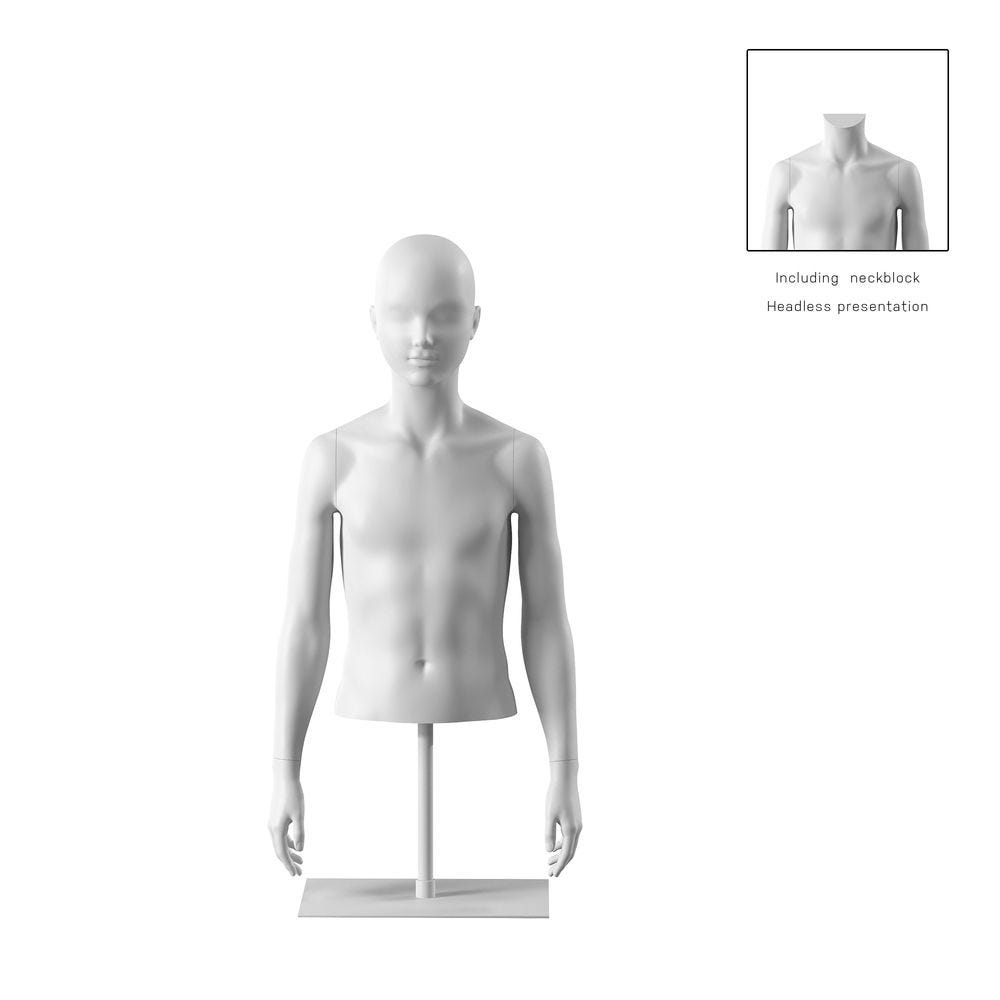 Buste enfant 12A bras bio FRP blanc socle inclus, pose 412 Buste enfant 12A bras bio FRP blanc socle inclus, pose 412