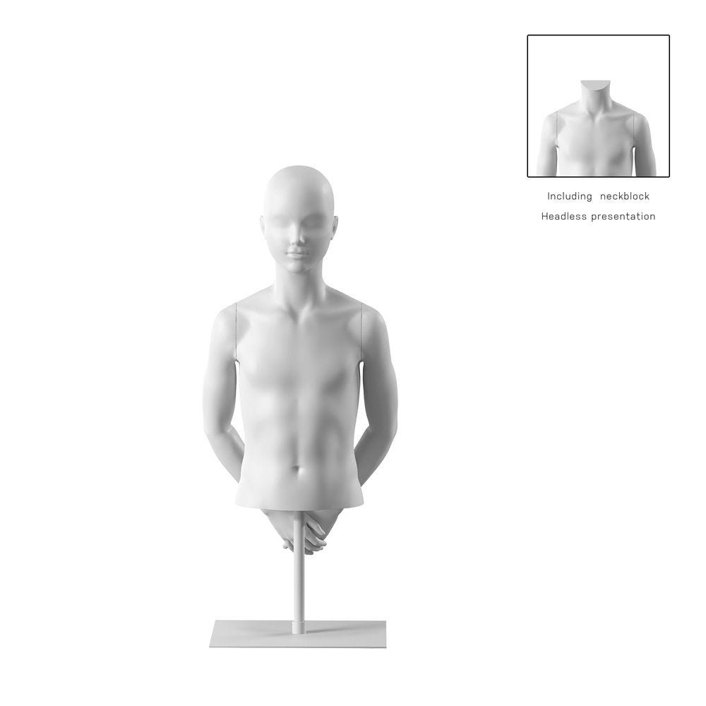 Buste enfant 12A bras bio FRP blanc socle inclus, pose 422 Buste enfant 12A bras bio FRP blanc socle inclus, pose 422