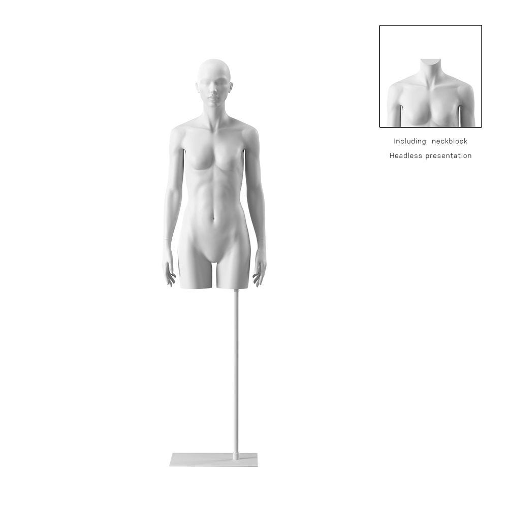 Buste femme avec bras, bio FRP, blanc socle inclus, pose 001 Buste femme avec bras, bio FRP, blanc socle inclus, pose 001