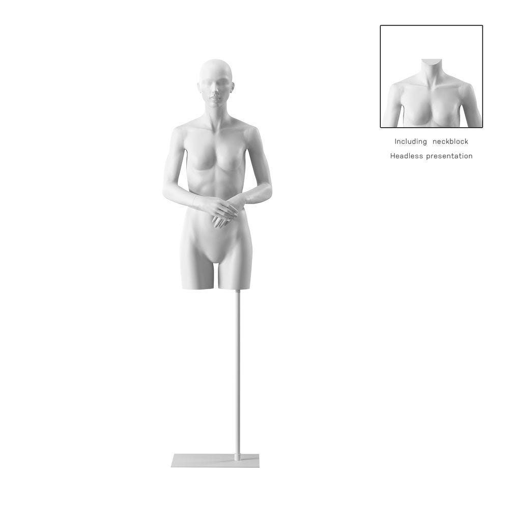 Buste femme avec bras, bio FRP, blanc socle inclus, pose 002 Buste femme avec bras, bio FRP, blanc socle inclus, pose 002