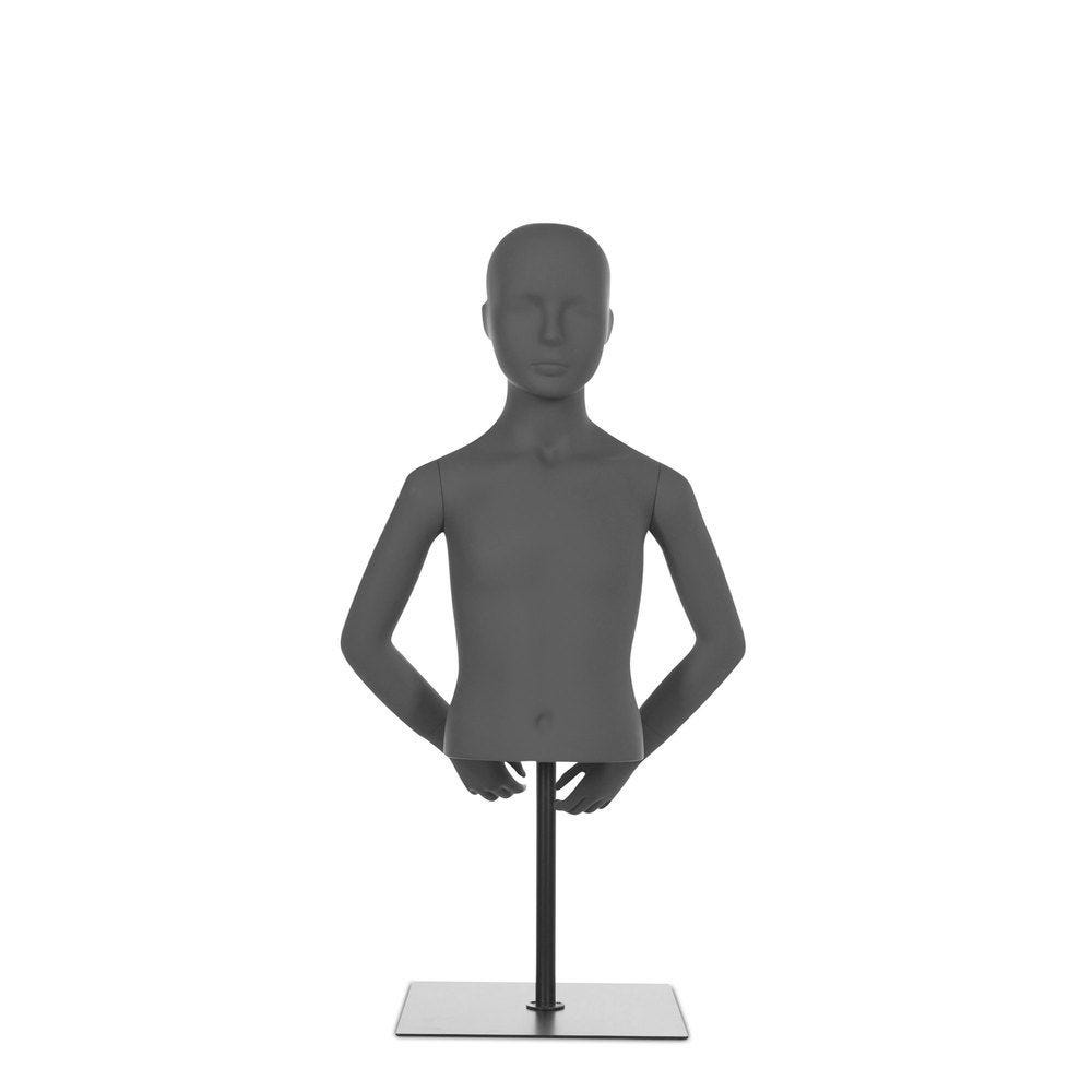 Buste enfant, tête abstraite, avec bras, gris, Top Sports, pose 136 Buste enfant, tête abstraite, avec bras, gris, Top Sports, pose 136