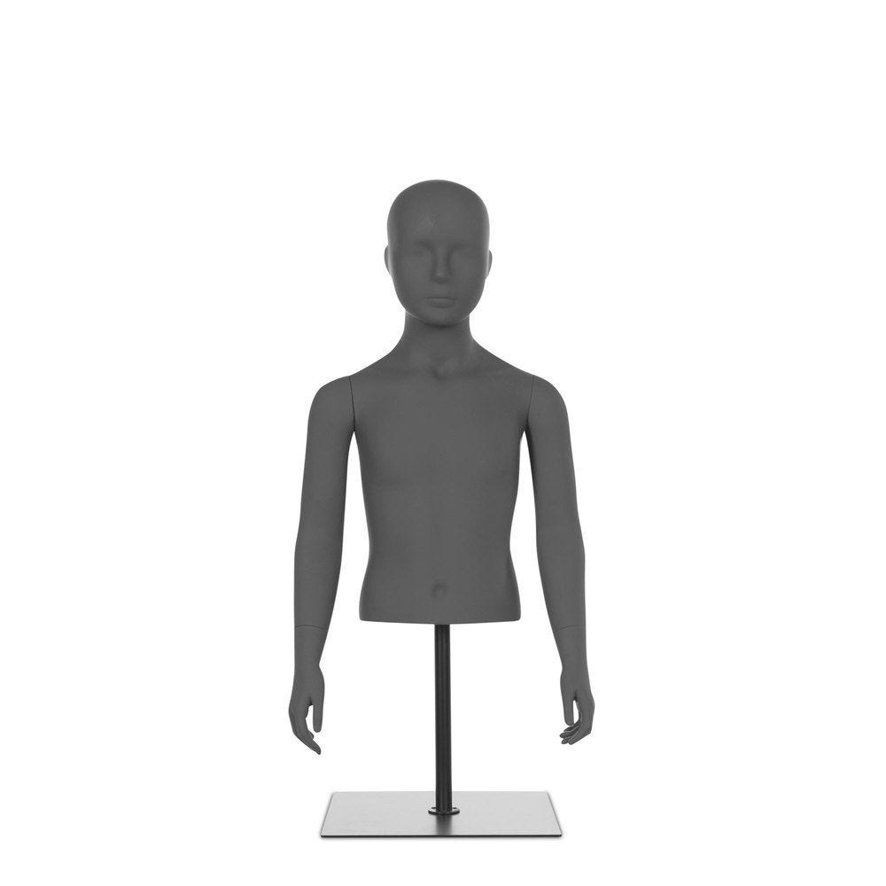 Buste enfant, tête abstraite, avec bras, gris, Top Sports, pose 137 Buste enfant, tête abstraite, avec bras, gris, Top Sports, pose 137