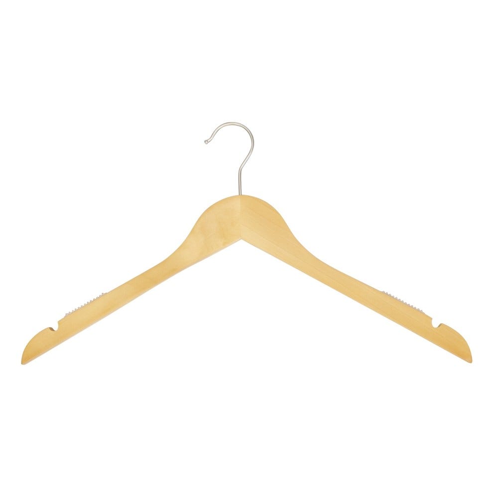 Cintre + encoches antiglisse 44 cm bois lotus crochet nickel naturel - par 100 Cintre + encoches antiglisse 44 cm bois lotus crochet nickel naturel - par 100