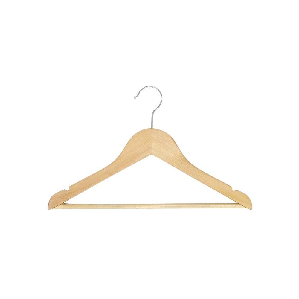 Cintre + encoches barre antiglisse largeur 35 cm bois lotus naturel - par 100 Cintre + encoches barre antiglisse largeur 35 cm bois lotus naturel - par 100