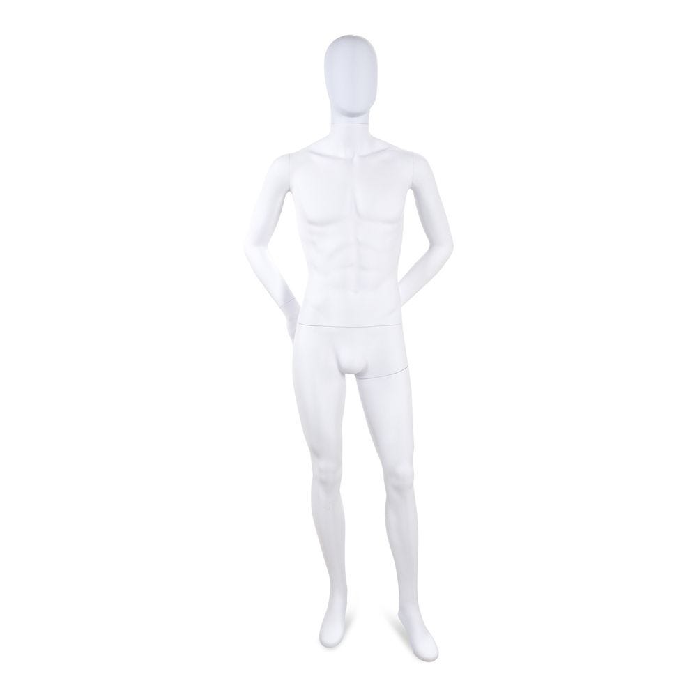 Mannequin homme tête stylisée ABS blanc - Modèle 220