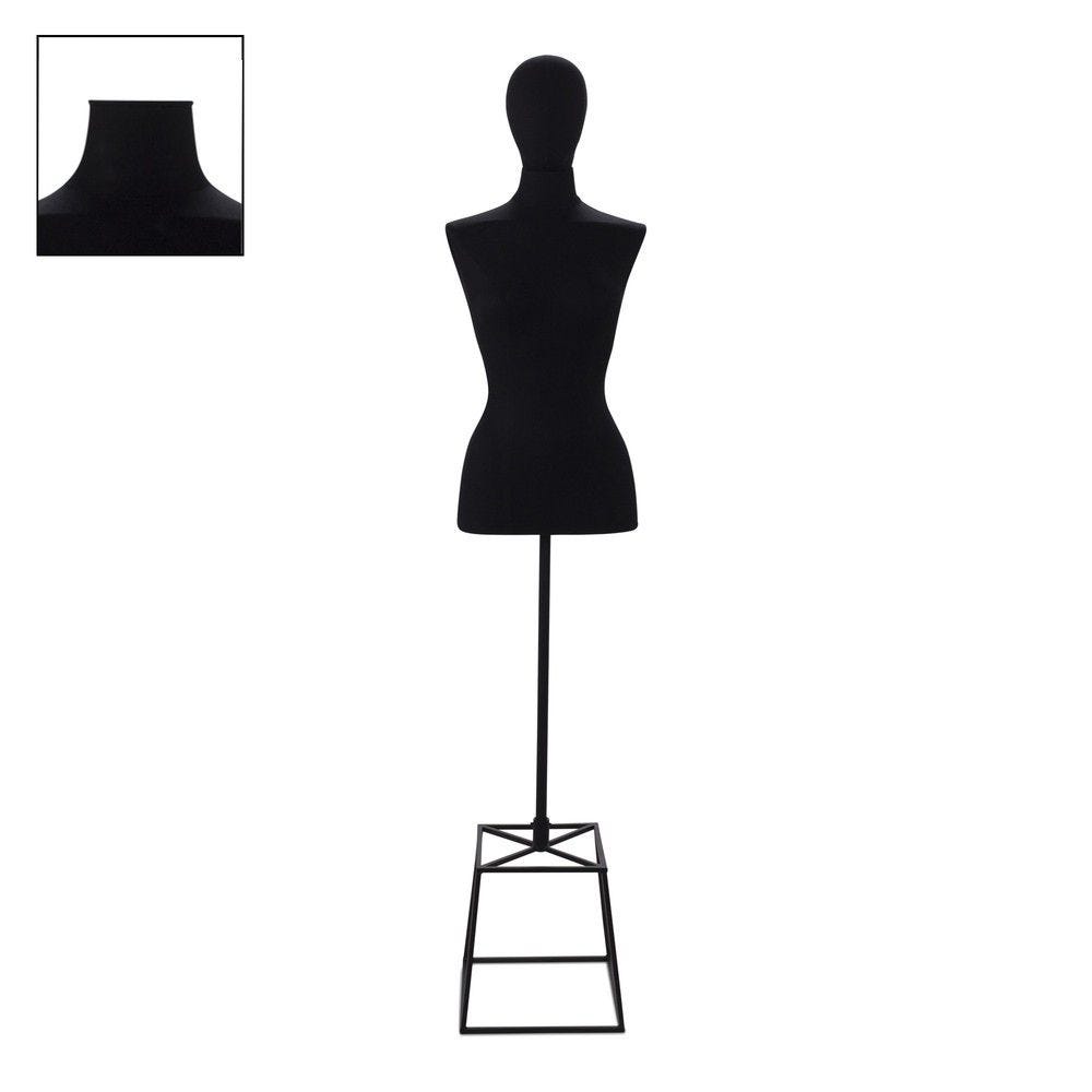 Buste femme couture tissu noir socle cube - Modèle 90