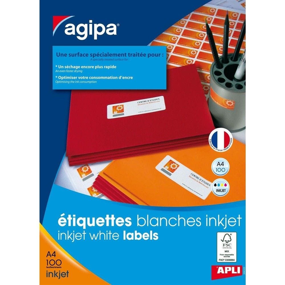 800 étiquettes 99,1x67,7 mm jet d'encre coin rond. Blanc 800 étiquettes 99,1x67,7 mm jet d'encre coin rond. Blanc