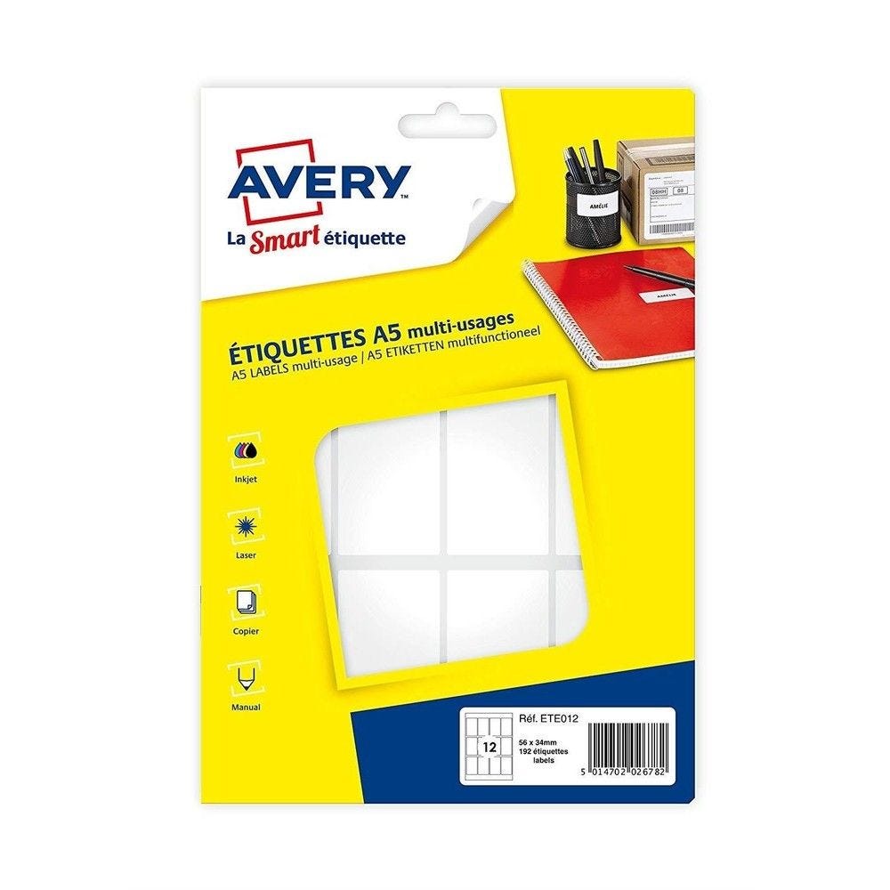 192 étiquettes multi-usage blanches 56x34mm format a5 192 étiquettes multi-usage blanches 56x34mm format a5
