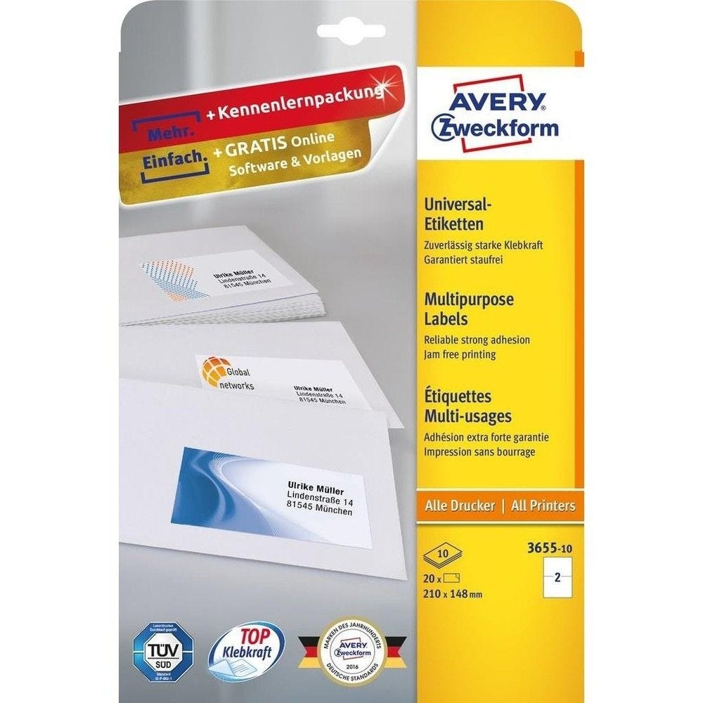 200 étiquettes multi-usages, 210 x 148 mm, blanc 200 étiquettes multi-usages, 210 x 148 mm, blanc
