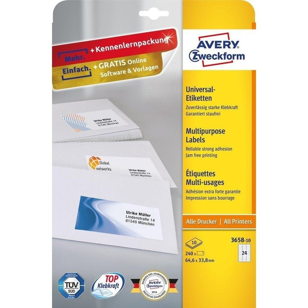 240 étiquettes multi-usages, 64,6 x 33,8 mm 240 étiquettes multi-usages, 64,6 x 33,8 mm