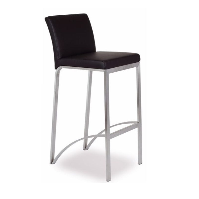 Chaise haute de bar avec 4 pieds assise et dossier rembourré simili