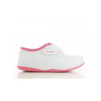Basket infirmière blanche et rose avec velcro Oxypas Emily - 40 Basket infirmière blanche et rose avec velcro Oxypas Emily - 40