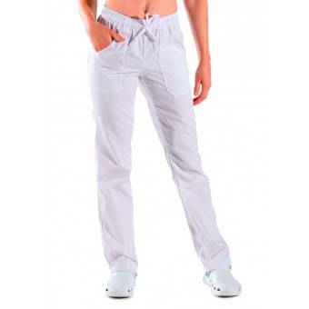 Pantalon Médical blanc Mixte à Taille Elastique - M