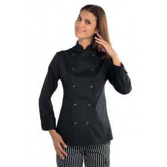 Veste noire de cuisine à boutons pression pour Femme - XL