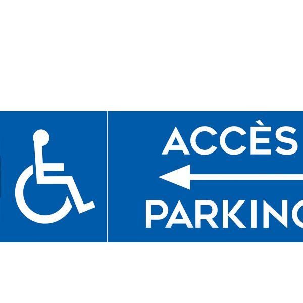 Parking accès flèche gauche parking + pictogramme handicapé - dibond 700x250mm