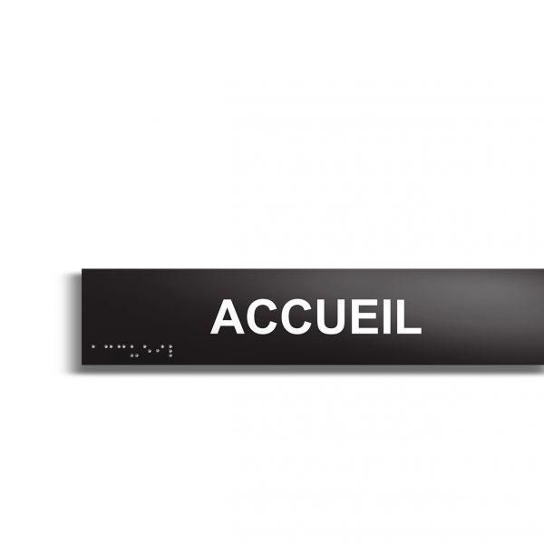 Accueil plaque de porte en braille et relief plaque noire Accueil plaque de porte en braille et relief plaque noire
