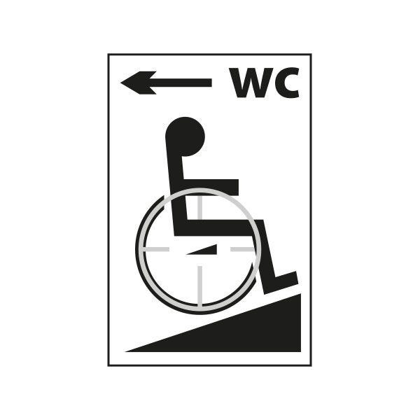 Panneau braille wc picto handicapé + flèche droite flèche gauche - fond:blanc