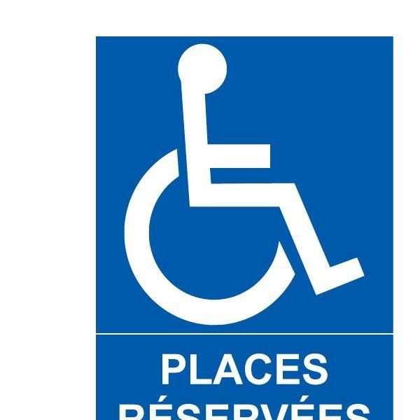Panneau parking places réservées + picto handicapé pvc - 450x630 mm