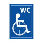 Panneau wc picto handicapé - relief et braille bleu