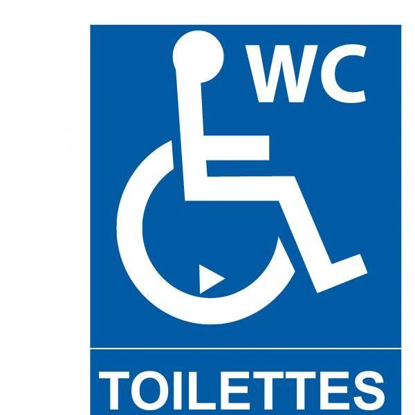 Toilettes + picto handicapé autocollant - 300x420 mm - sens de transfert:droite