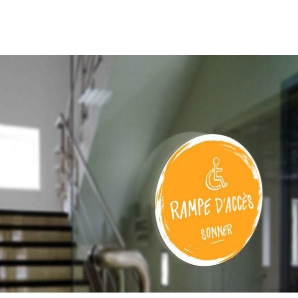 Adhésif design pour sonnette d'appel rampe d'accès - jaune Adhésif design pour sonnette d'appel rampe d'accès - jaune