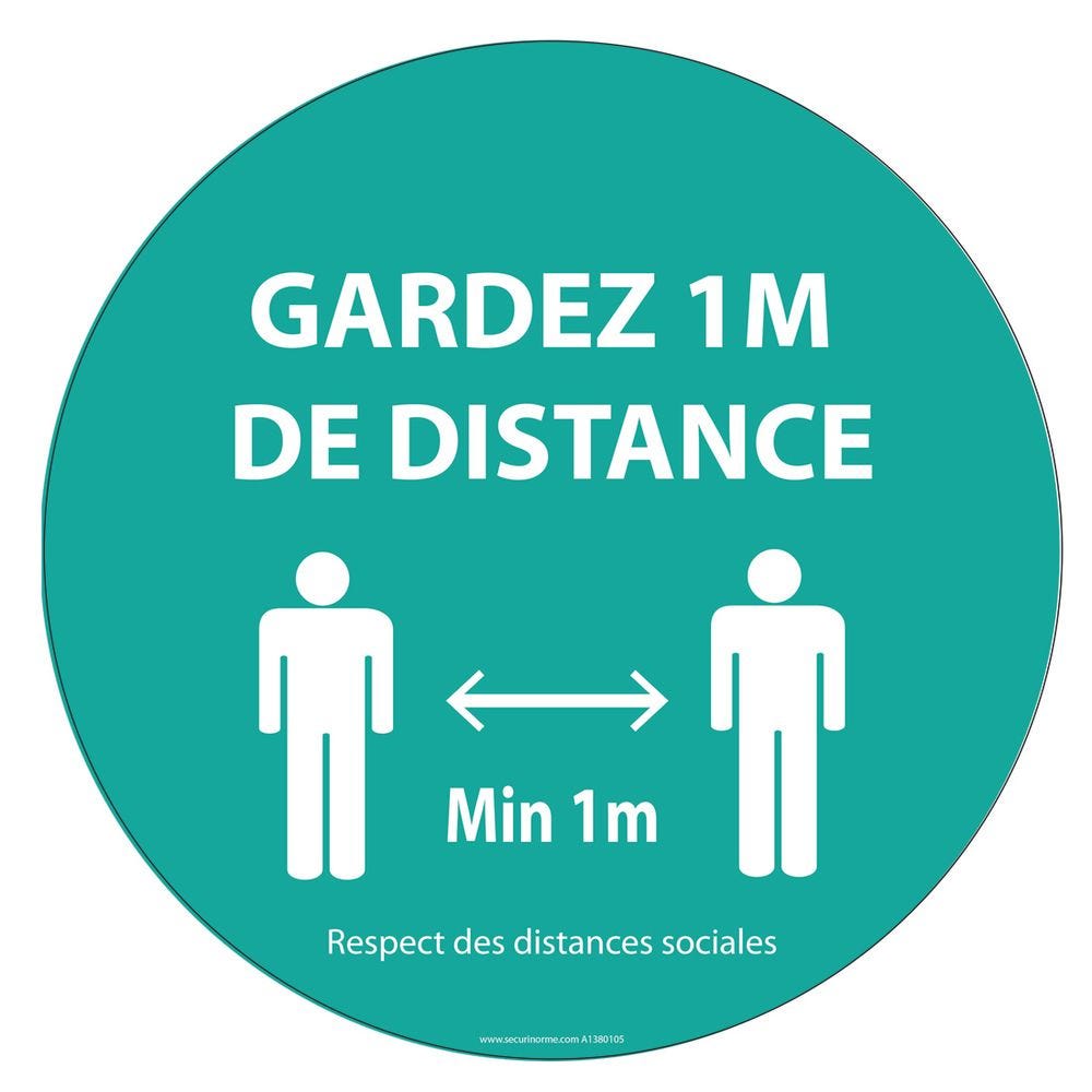 Adhesif pour sol rond bleu 300mm Gardez vos distances Adhesif pour sol rond bleu 300mm Gardez vos distances