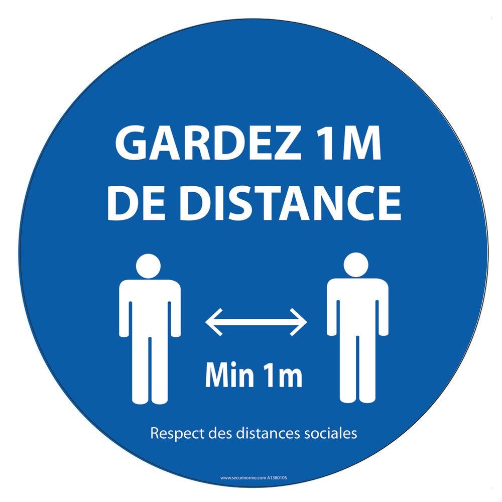 Adhesif pour sol rond bleu foncé 300mm Gardez vos distances Adhesif pour sol rond bleu foncé 300mm Gardez vos distances