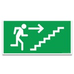 Panneau Homme qui monte l'escalier, flèche à droite - 200 x 100 mm- PVC