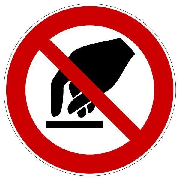 Panneau rond 'interdiction de toucher' p010 autocollant 100mm
