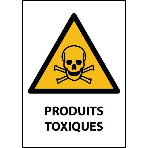 Panneau de danger 'produits toxiques' w016 pvc dos adhésif a5