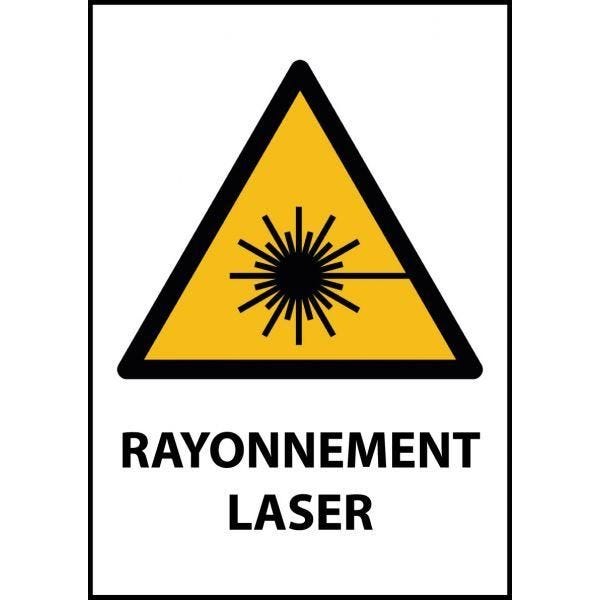 Panneau de danger 'rayonnement laser' w004 a4 pvc double face à suspendre