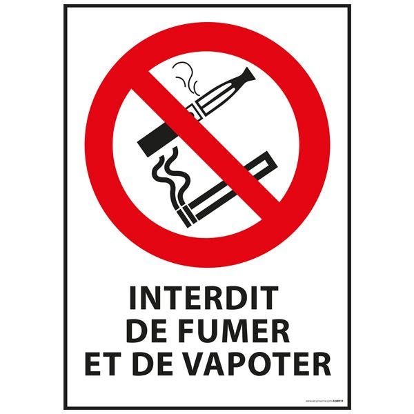 Panneau 'interdiction de fumer et vapoter' pvc dos adhésif - a3