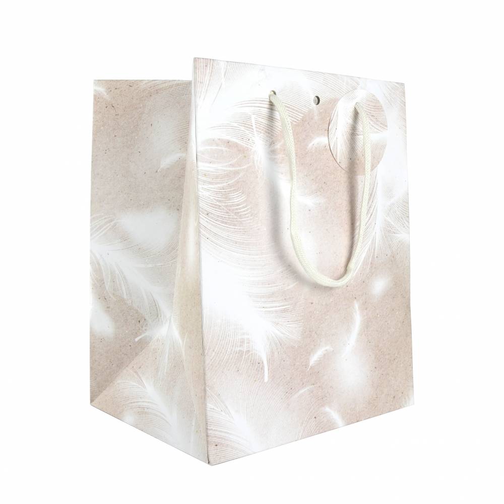 Sac cordelières papier décor Pâques Plume - 22+18x28 cm par 120 Sac cordelières papier décor Pâques Plume - 22+18x28 cm par 120