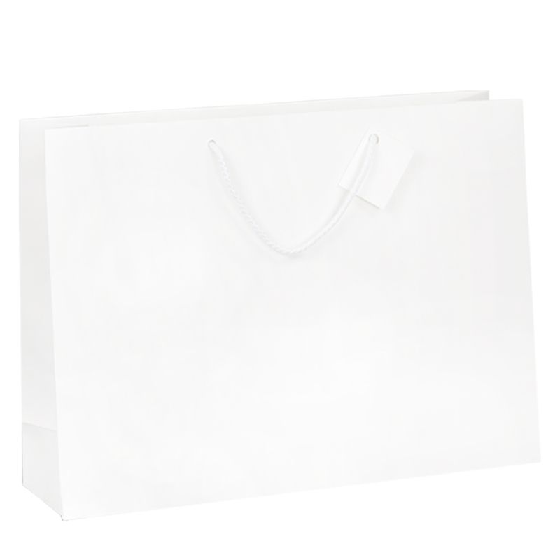 Sac boutique blanc mat Poignées cordelières 43+12x32cm x100 pcs