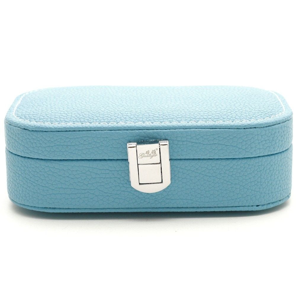 Boîte à bijoux coffret de voyage simili cuir colliers bagues bracelets bleu Boîte à bijoux coffret de voyage simili cuir colliers bagues bracelets bleu