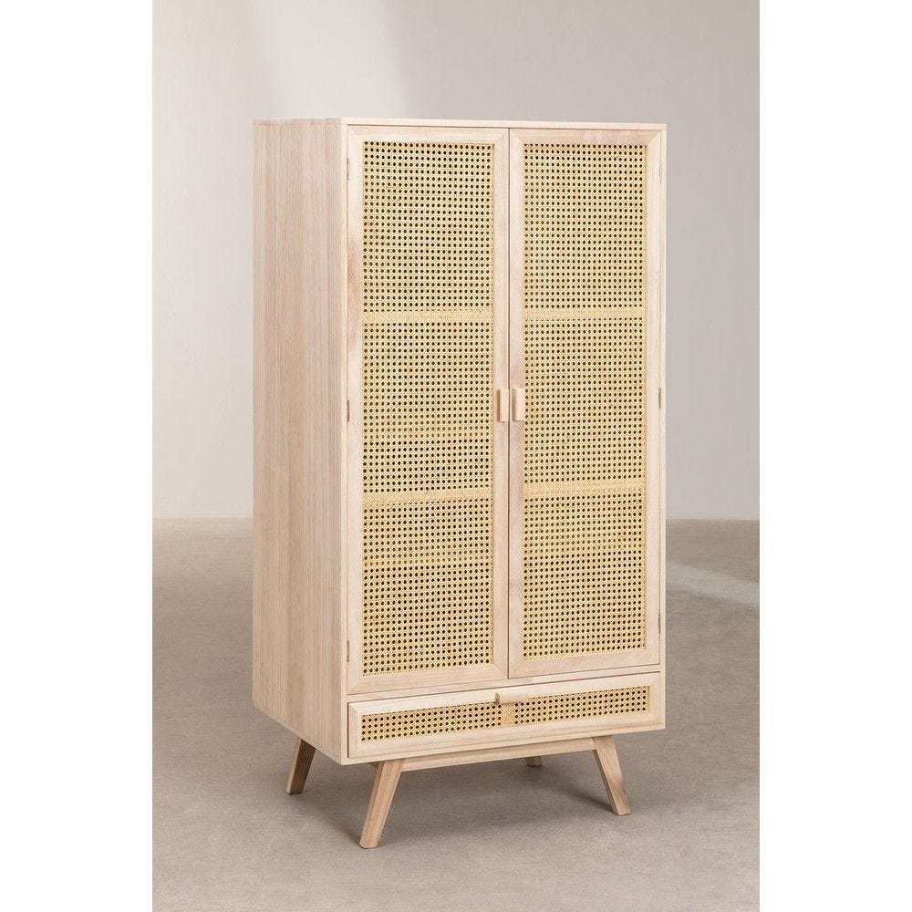 Armoire bois de paulownia osier bois naturel 57x80x160cm Armoire bois de paulownia osier bois naturel 57x80x160cm
