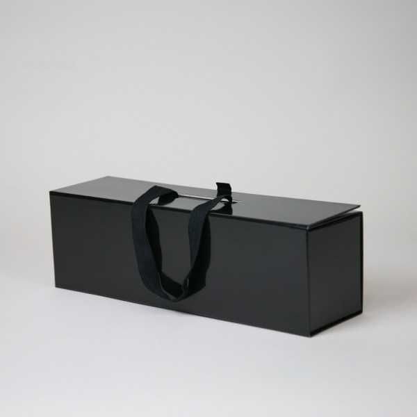 Boîte pour bouteille BOTTLEBOX avec poignées 33x10x10 cm noir brillant par 25 Boîte pour bouteille BOTTLEBOX avec poignées 33x10x10 cm noir brillant par 25
