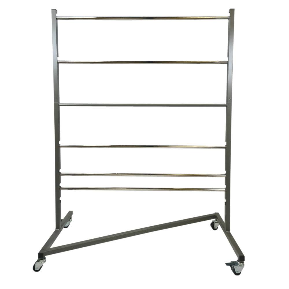 Chariot portant à roulettes pour rangement et stockage de cintres Chariot portant à roulettes pour rangement et stockage de cintres