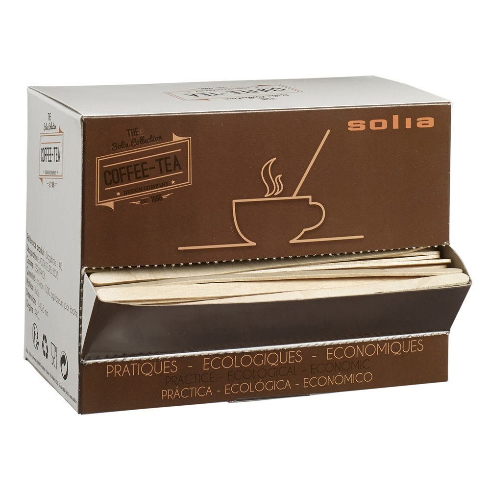 Agitateur bois 140x5x1 mm en boite distributrice de 1000 - par 10000 Agitateur bois 140x5x1 mm en boite distributrice de 1000 - par 10000
