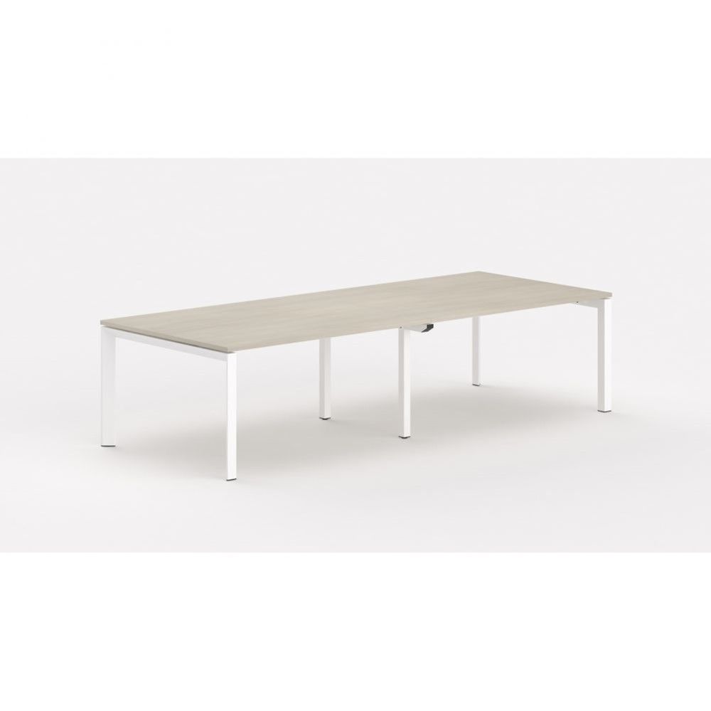 Table de réunion double contemporaine 300 cm Regis / Acacia clair / Pieds blanc